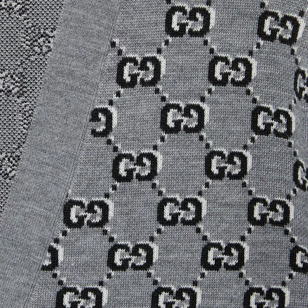 Wool Jacquard Cardigan With Gg Shadow