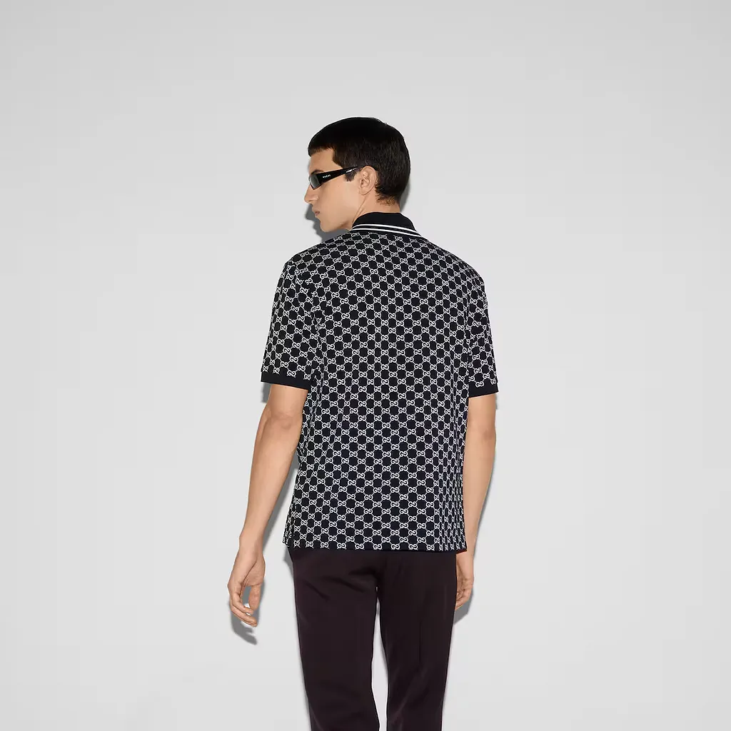 Gg Cotton Piquet Jacquard Polo Shirt