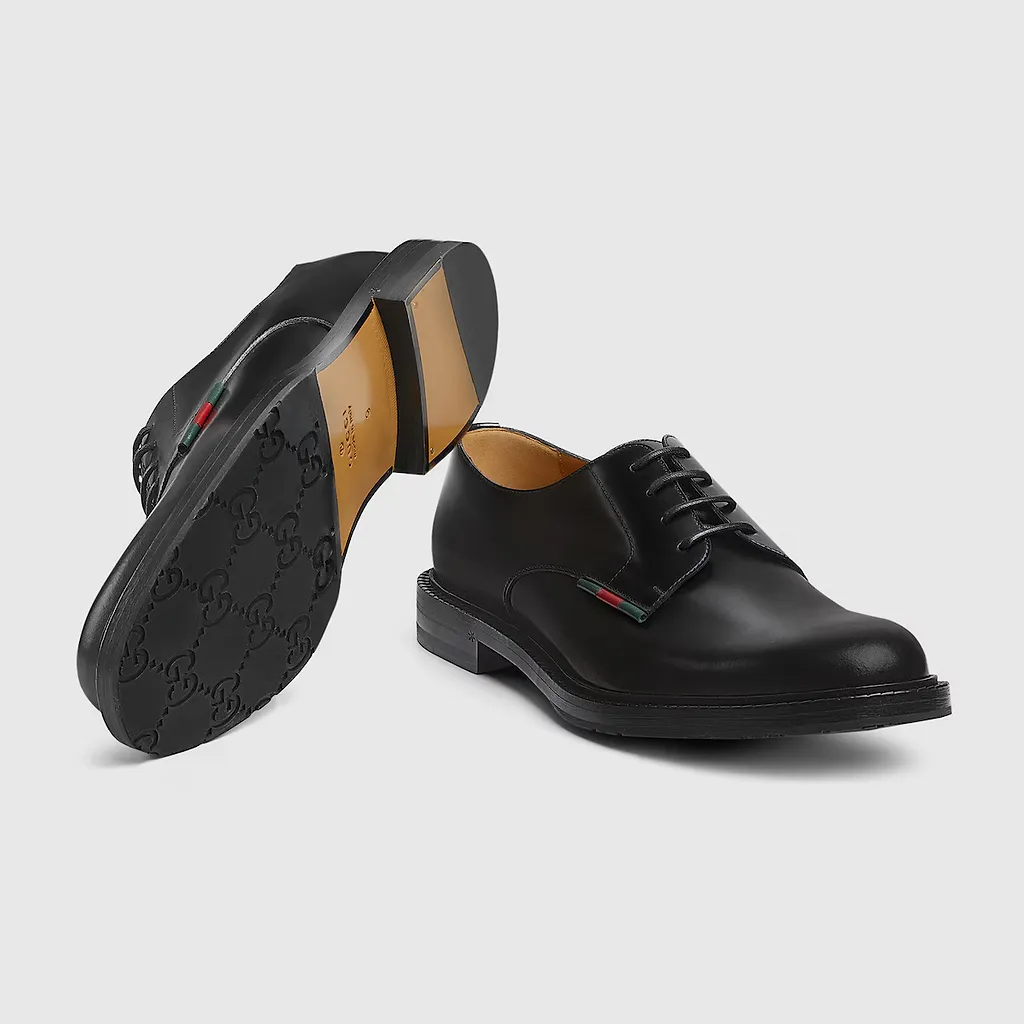 Lace-Up Shoe With Leather Web