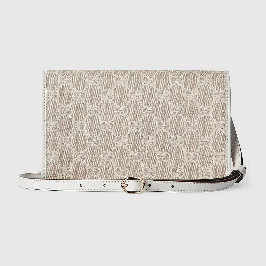 Gg Emblem Wallet With Leather Strap