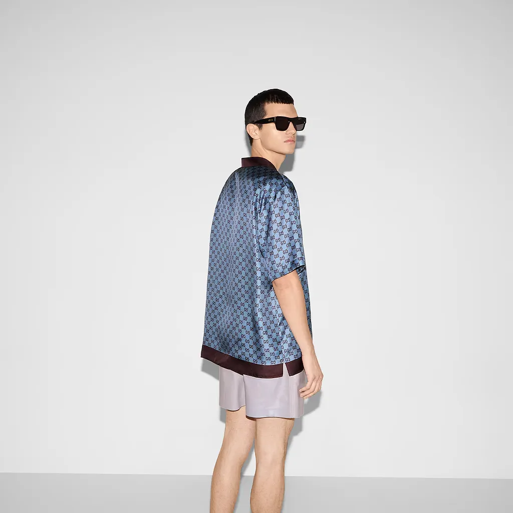 Regular Fit Printed Silk Twill Shirt