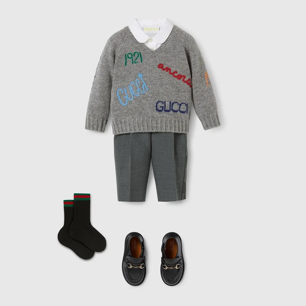 Baby Embroidered Wool Twill Trouser