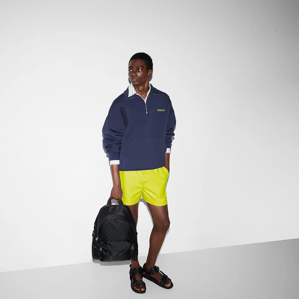 Embossed Leather And Knit Shorts
