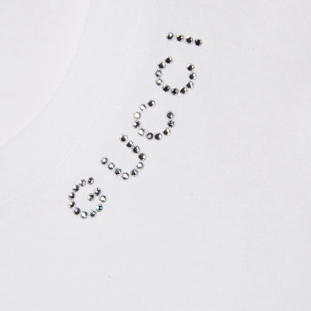 Cotton Jersey T-Shirt With Crystal