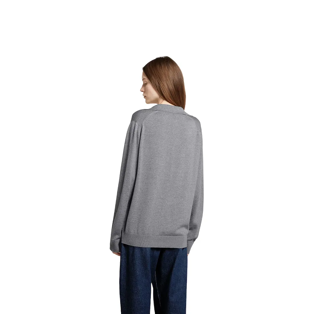 Extra Fine Wool Polo Top With Patch