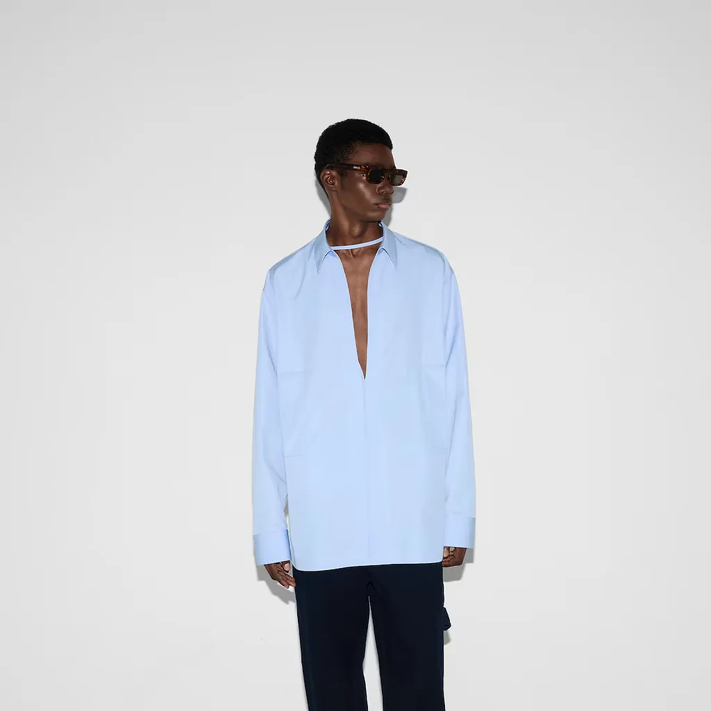 Embossed Cotton Poplin Shirt