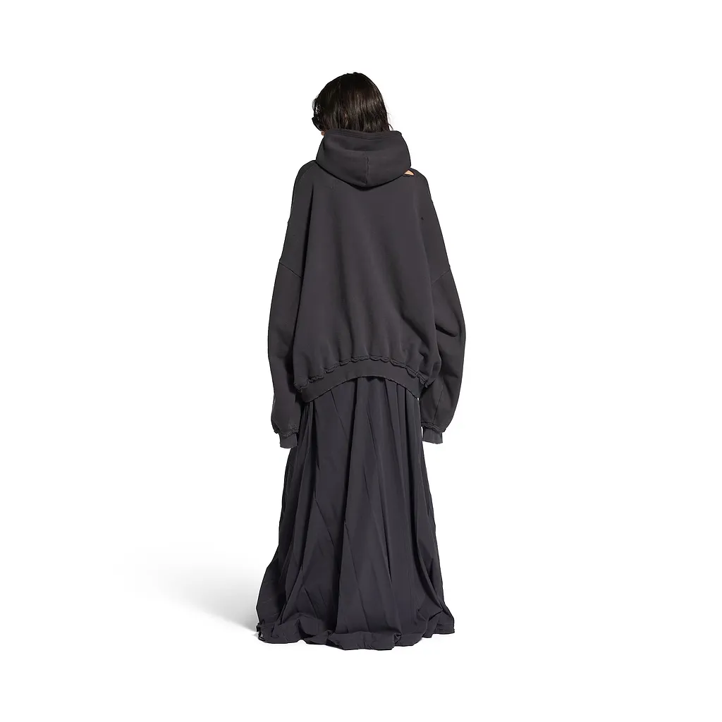 Blackletter Script Pulled Zip-Up Hoodie Large Fit