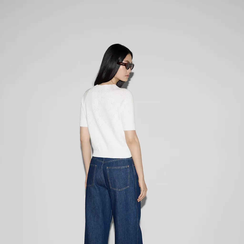 Gg Cotton Crewneck Top