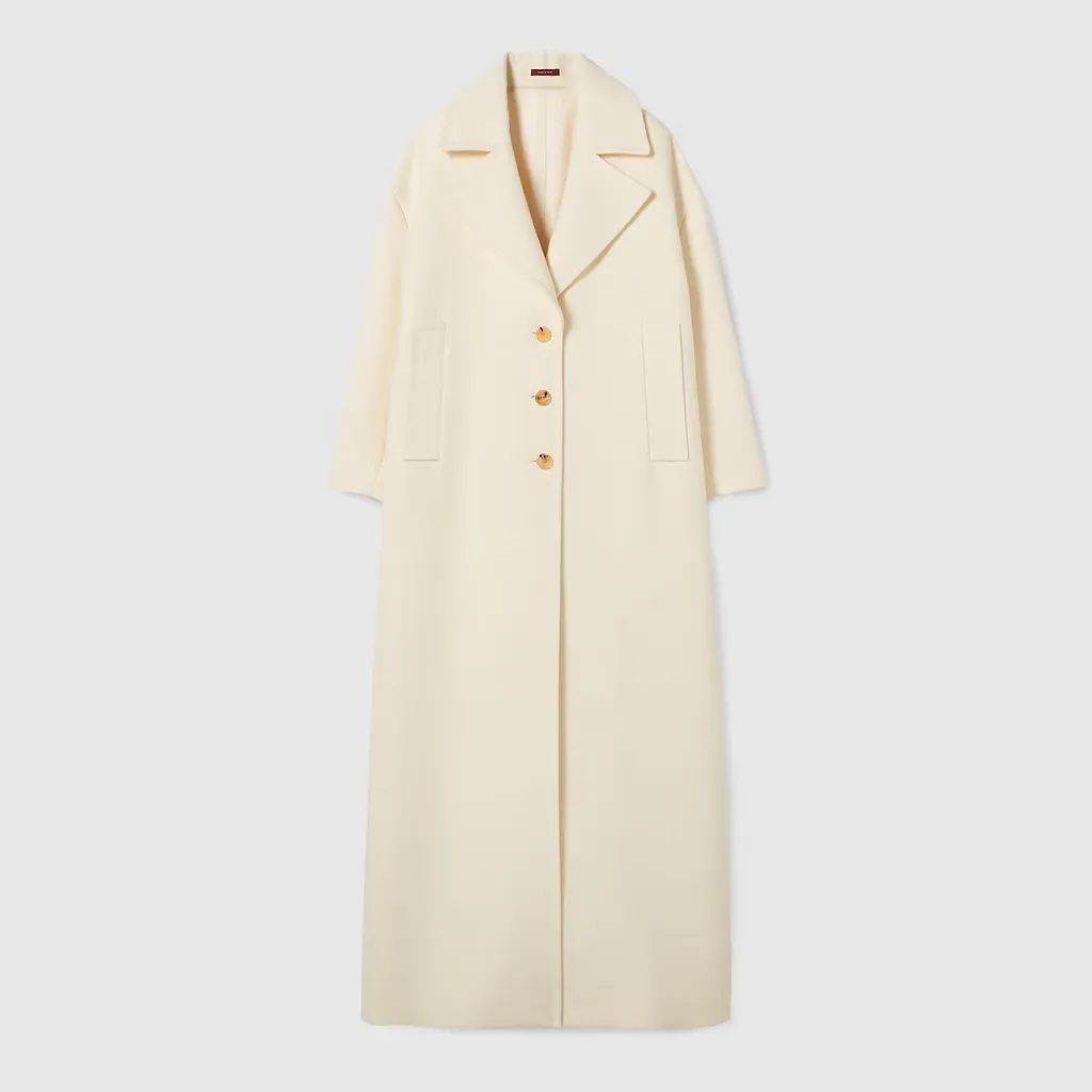 Gg Silk Wool CrÊPe Single-Breasted Coat