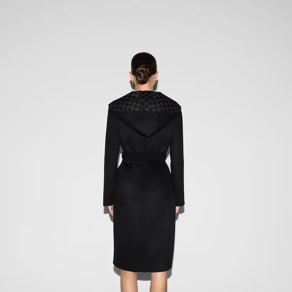 Reversible Gg Silk Wool Blend Coat