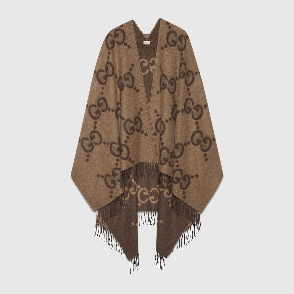 Reversible Jumbo Gg Cashmere Cape