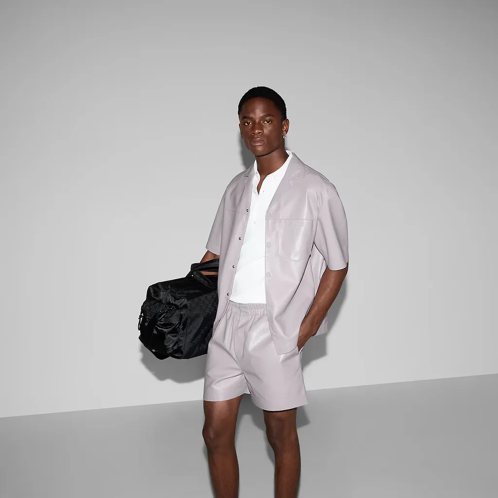 Embossed Soft Nappa Leather Shirt