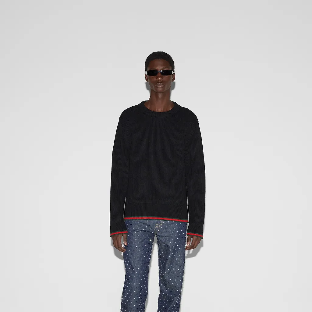 Wool Cashmere Rib Knit Sweater