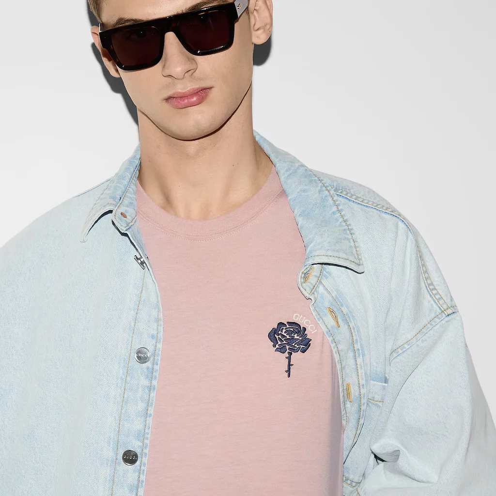 Cotton Jersey T-Shirt With Embroidery