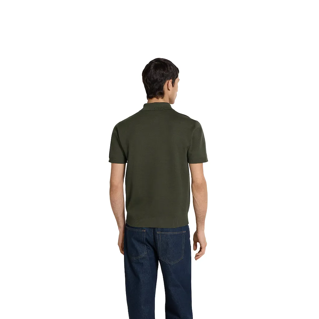 Silk Cotton Knit Polo Shirt