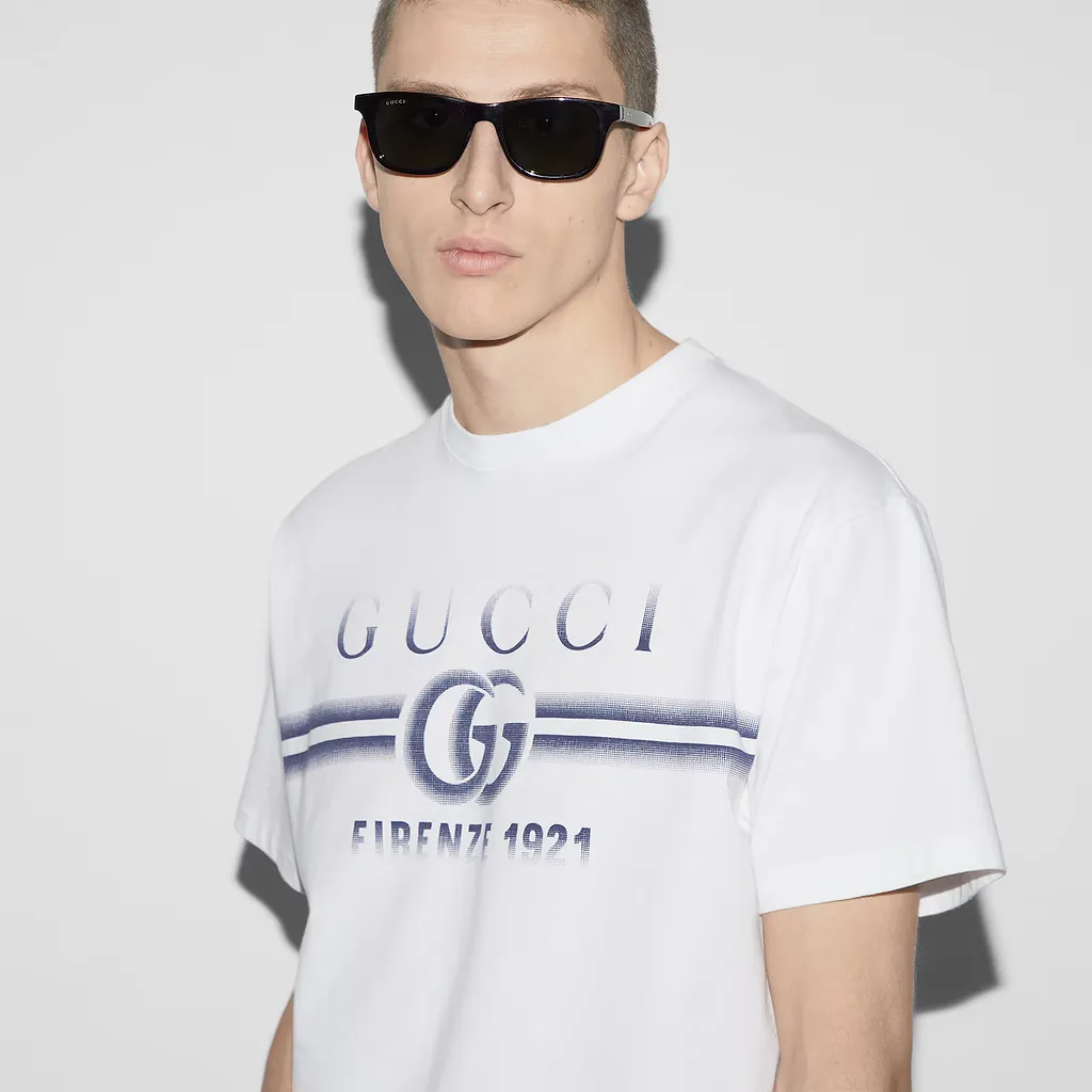 Cotton Jersey T-Shirt With Gucci Print