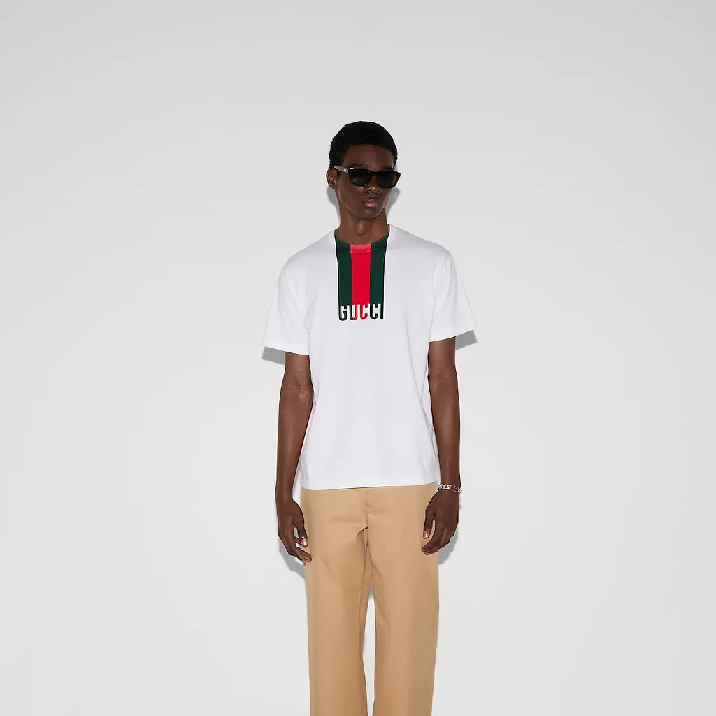 Cotton Jersey T-Shirt With Print