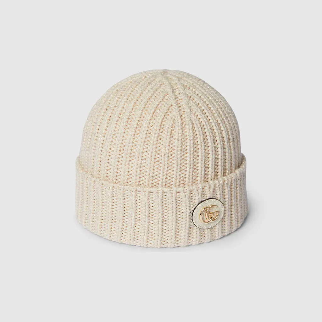 Rib Knit Wool Lamé Hat