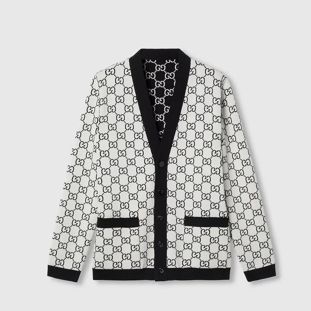 Reversible Gg Wool Jacquard Cardigan