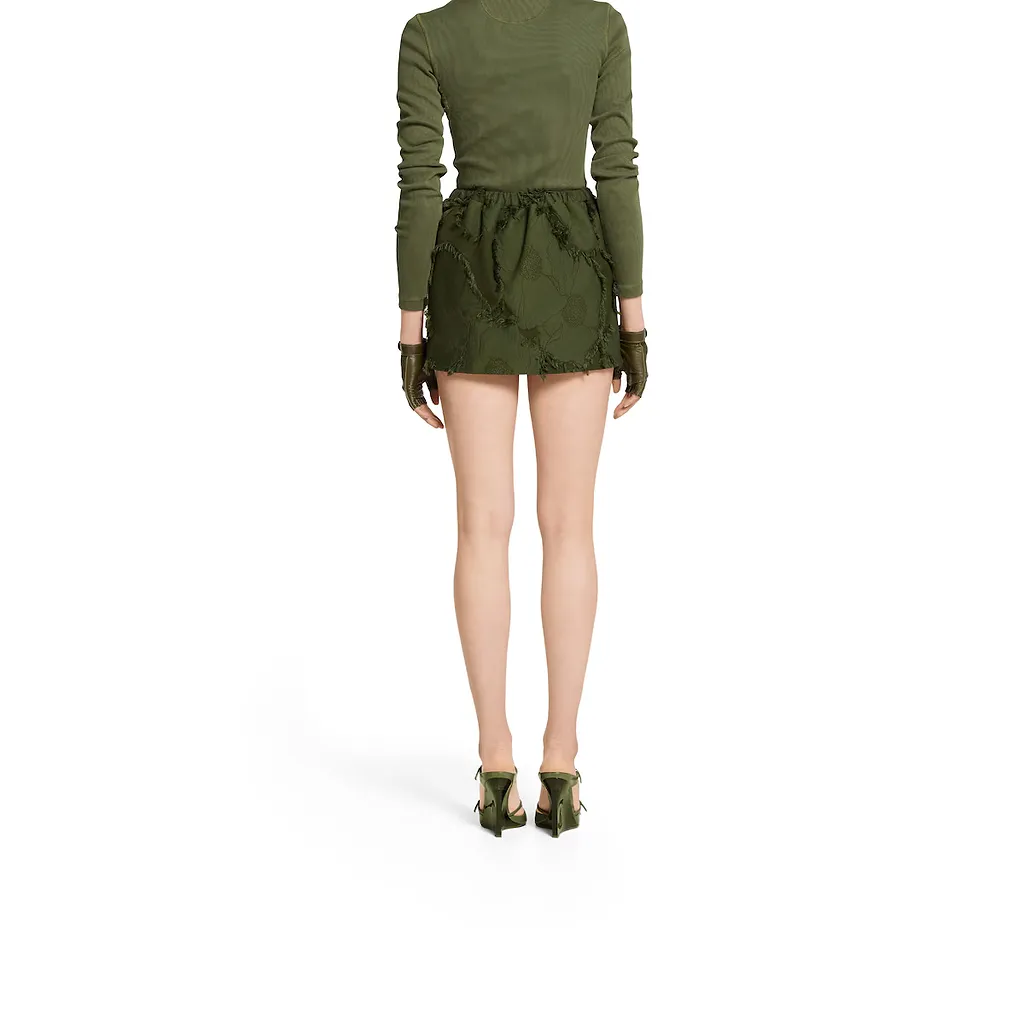Wool Blend Fil Coupé Mini Skirt