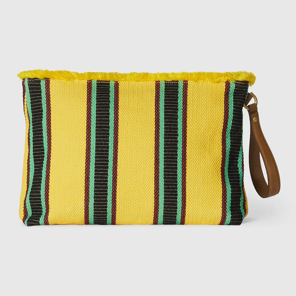 Large Embroidered Canvas Pouch