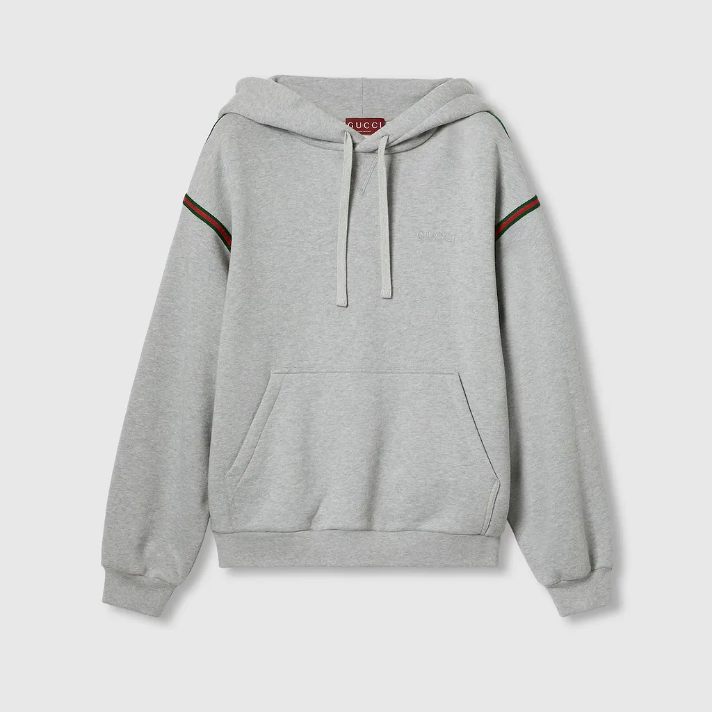 Cotton Jersey Hooded Sweatshirt With Web