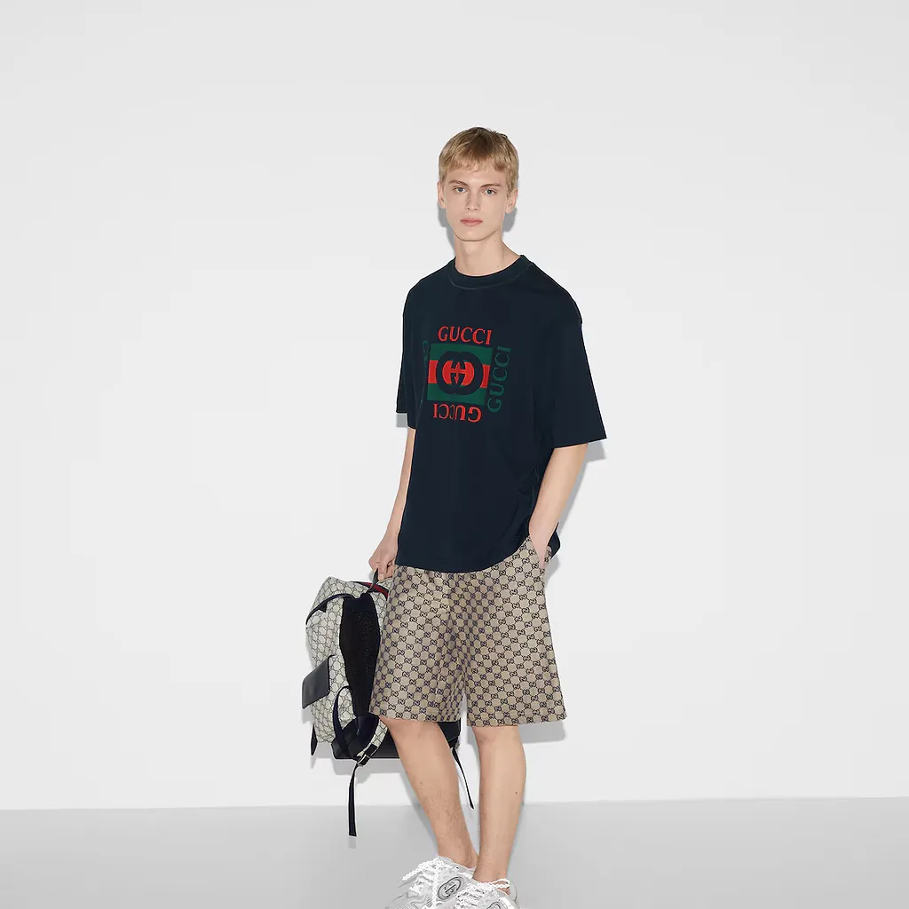 Cotton Jersey T-Shirt With Gucci Print