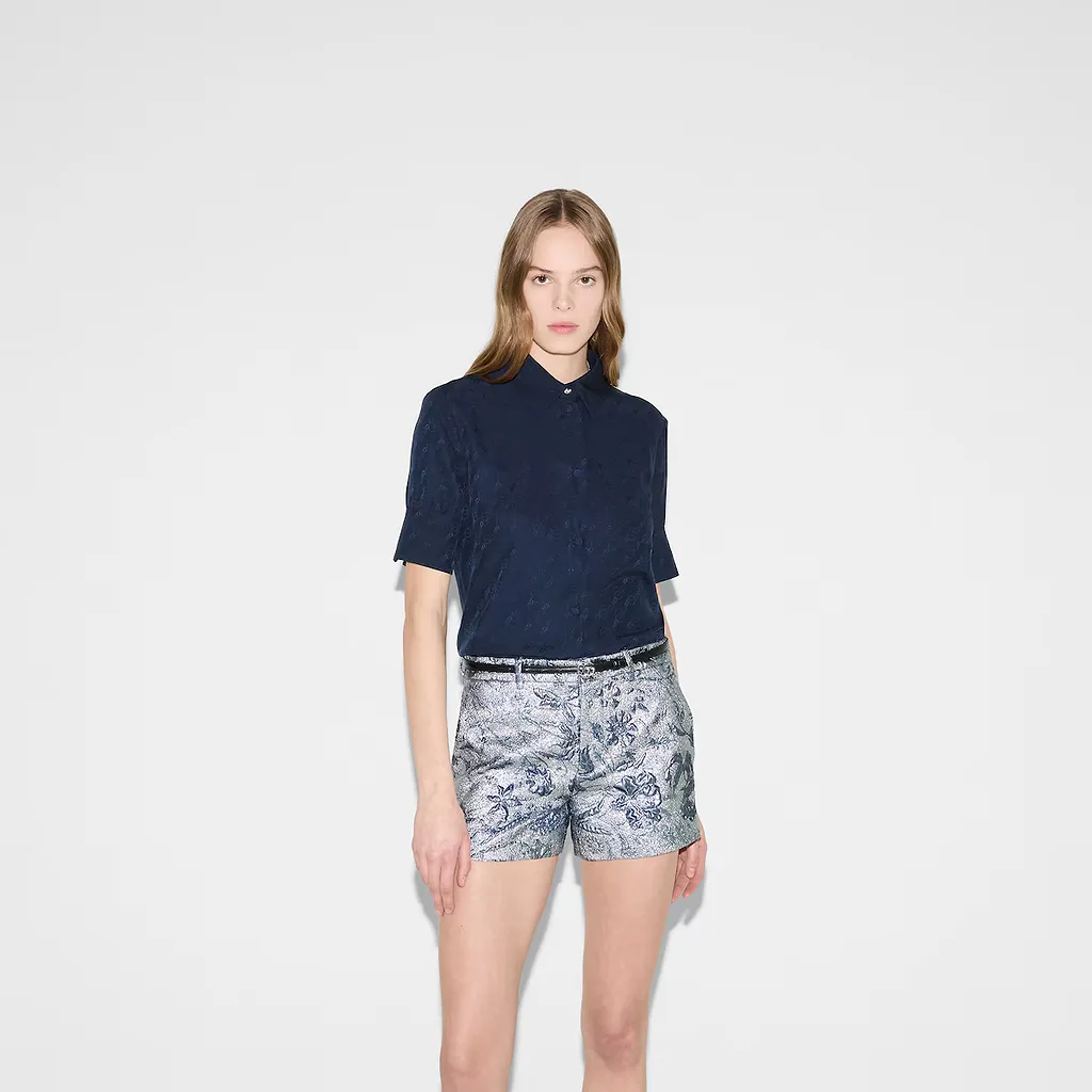 Gg And Chain Silk Jacquard Shirt