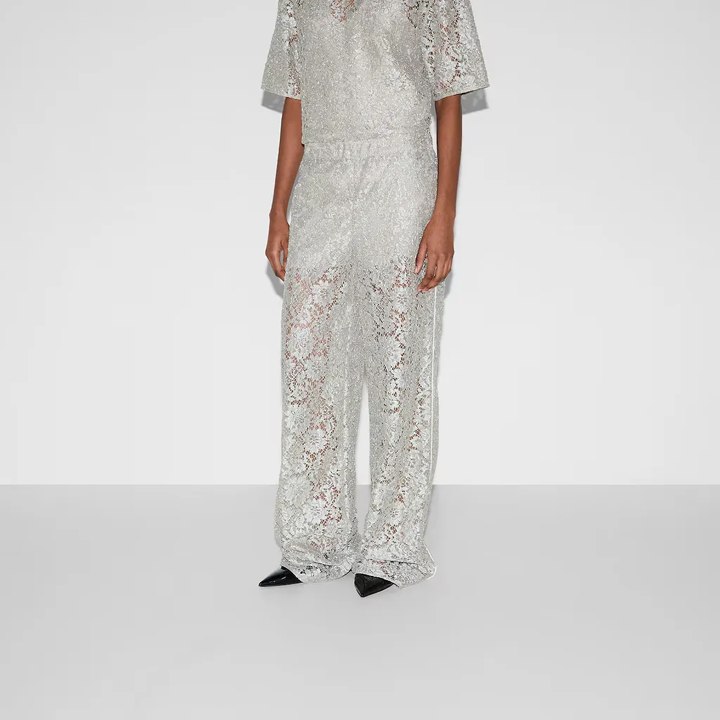 Floral Lace Lamé Trouser