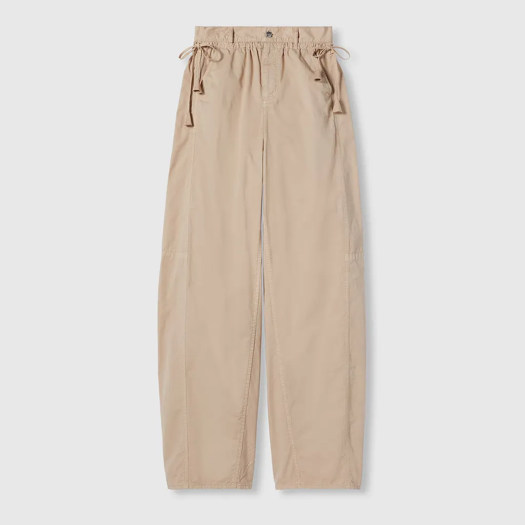 Cotton Twill Pants With Tie Sides