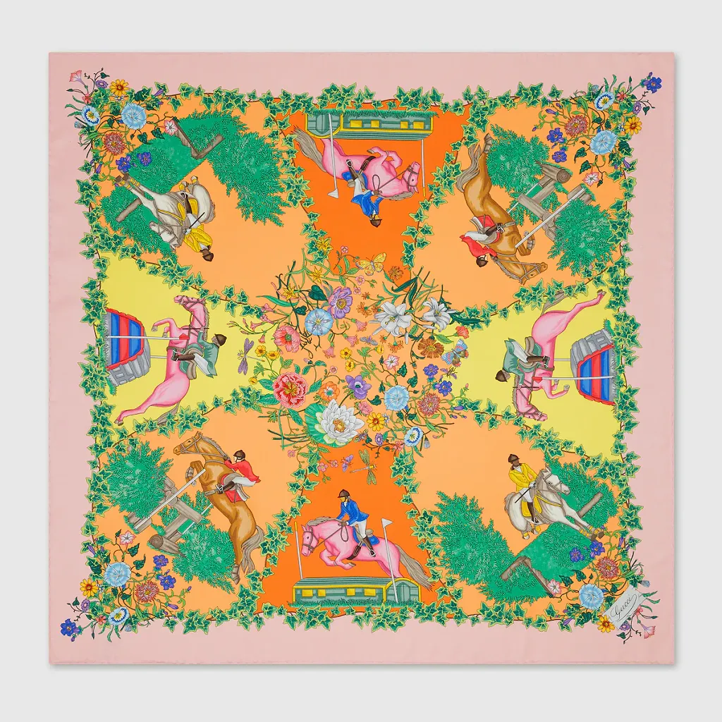 Allover Floral Print Silk Carré