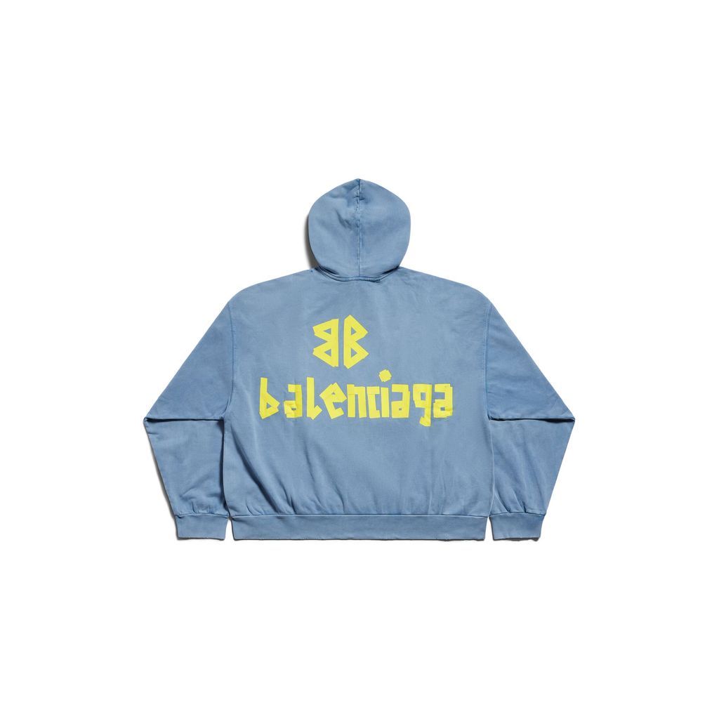 Tape Type Ripped Pocket Hoodie Large Fit