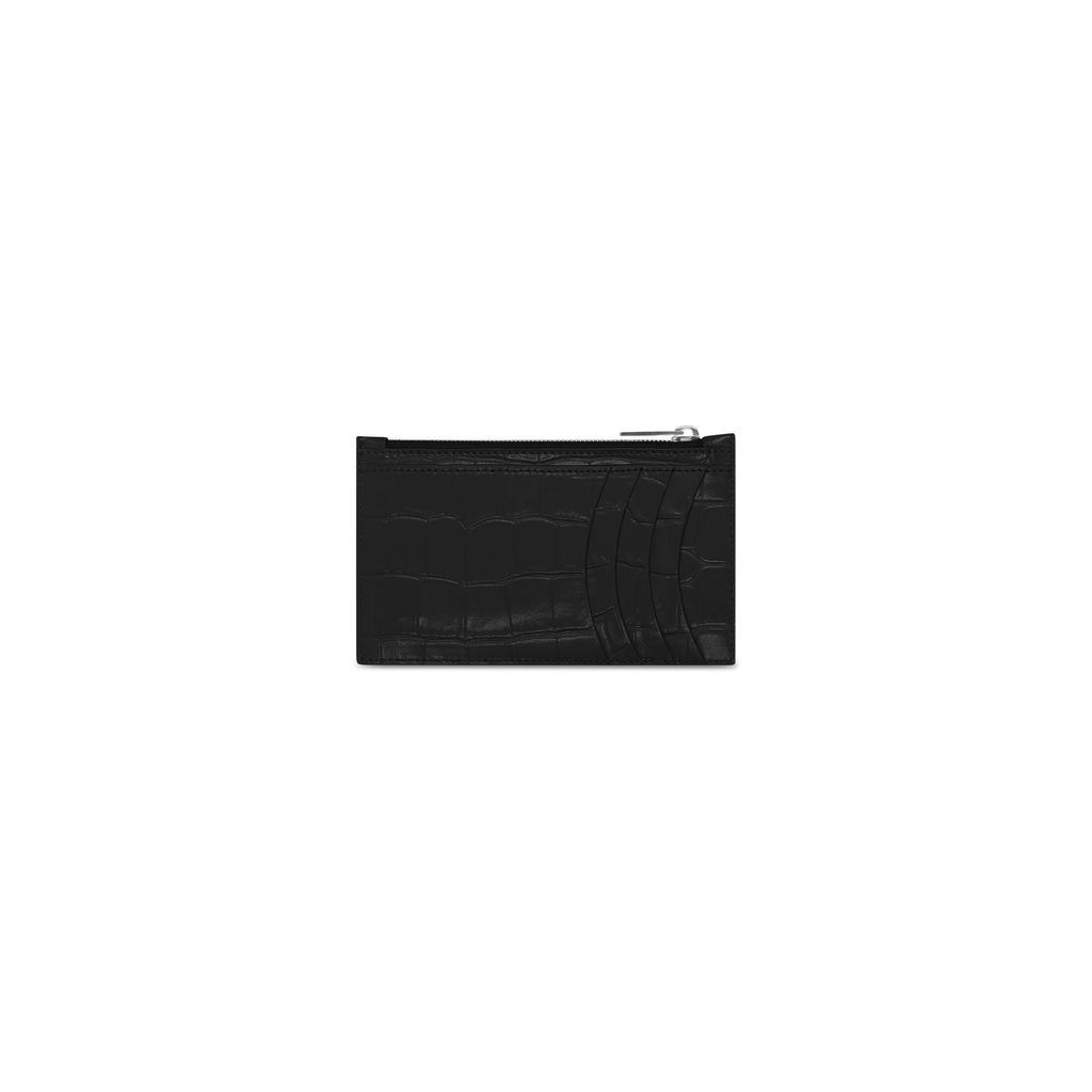 Hourglass Long Coin And Card Holder Crocodile Embossed