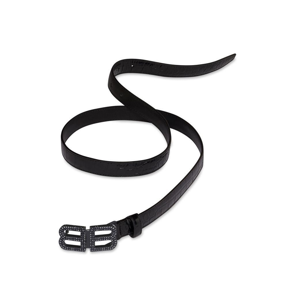 Bb Hourglass Thin Belt With Rhinestones