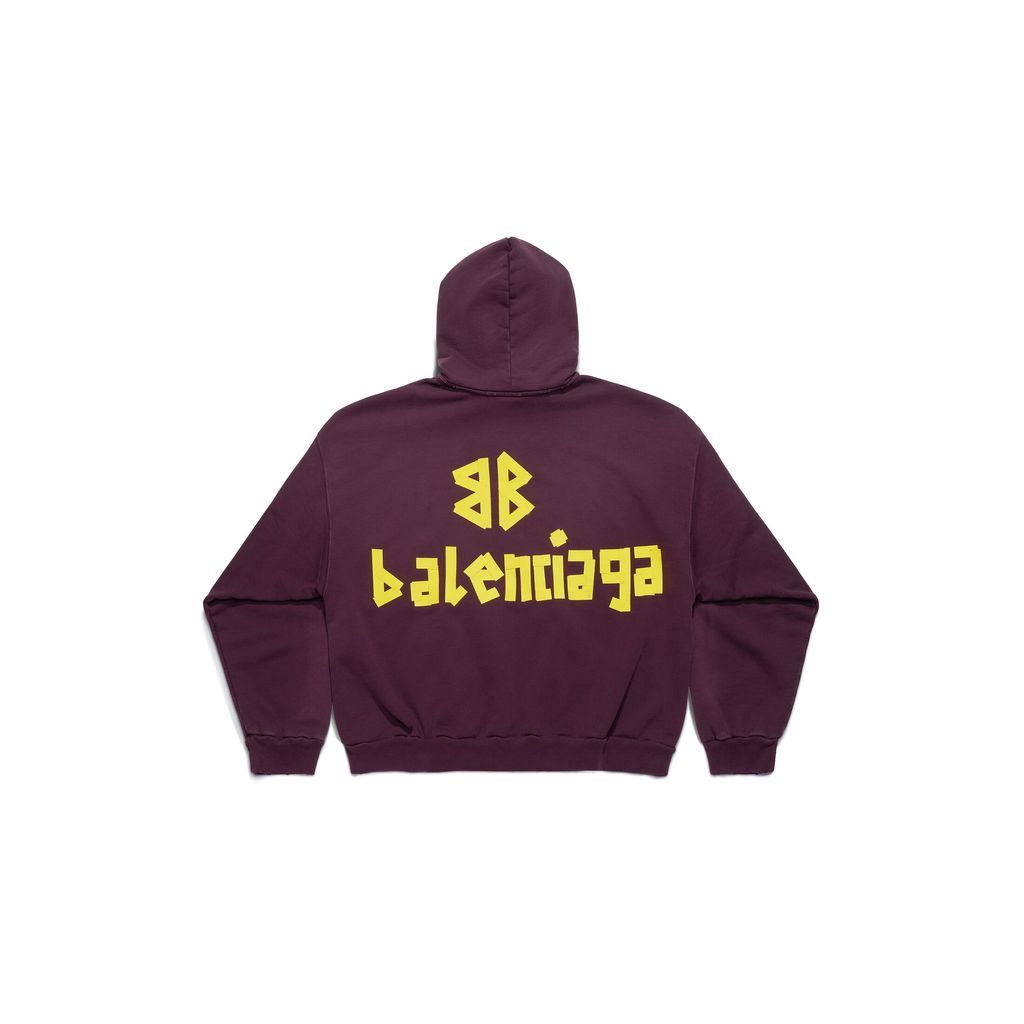 Tape Type Ripped Pocket Hoodie Large Fit