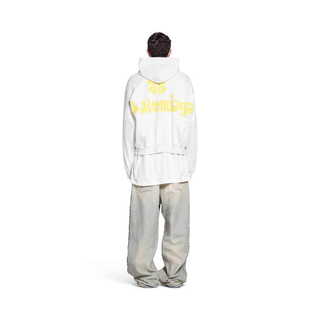 Tape Type Ripped Pocket Hoodie Large Fit