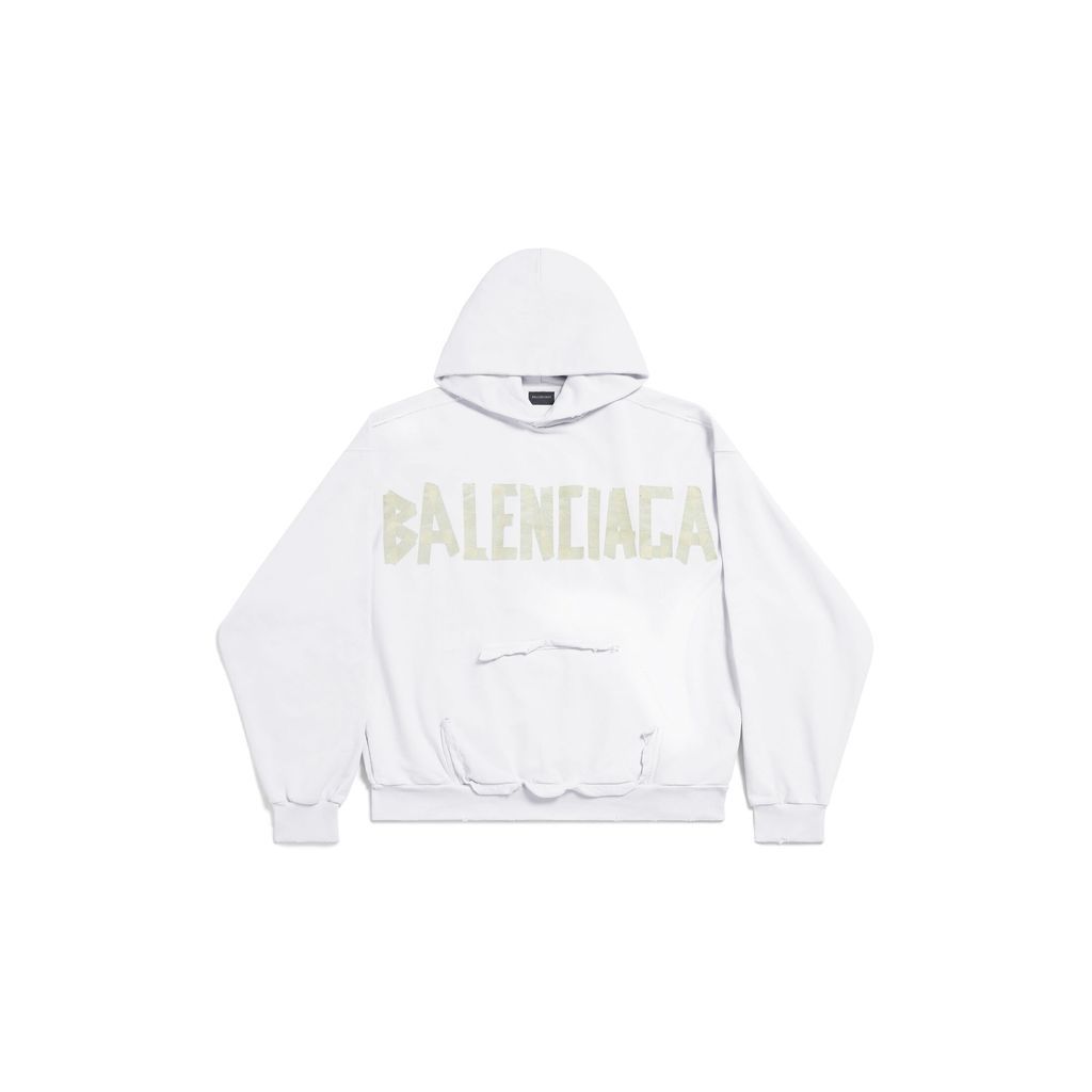 Tape Type Ripped Pocket Hoodie Large Fit