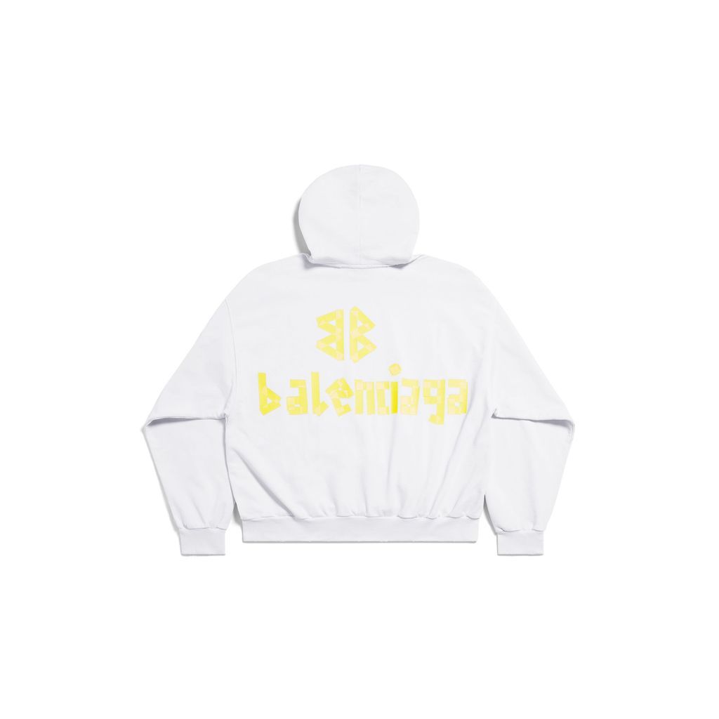 Tape Type Ripped Pocket Hoodie Large Fit