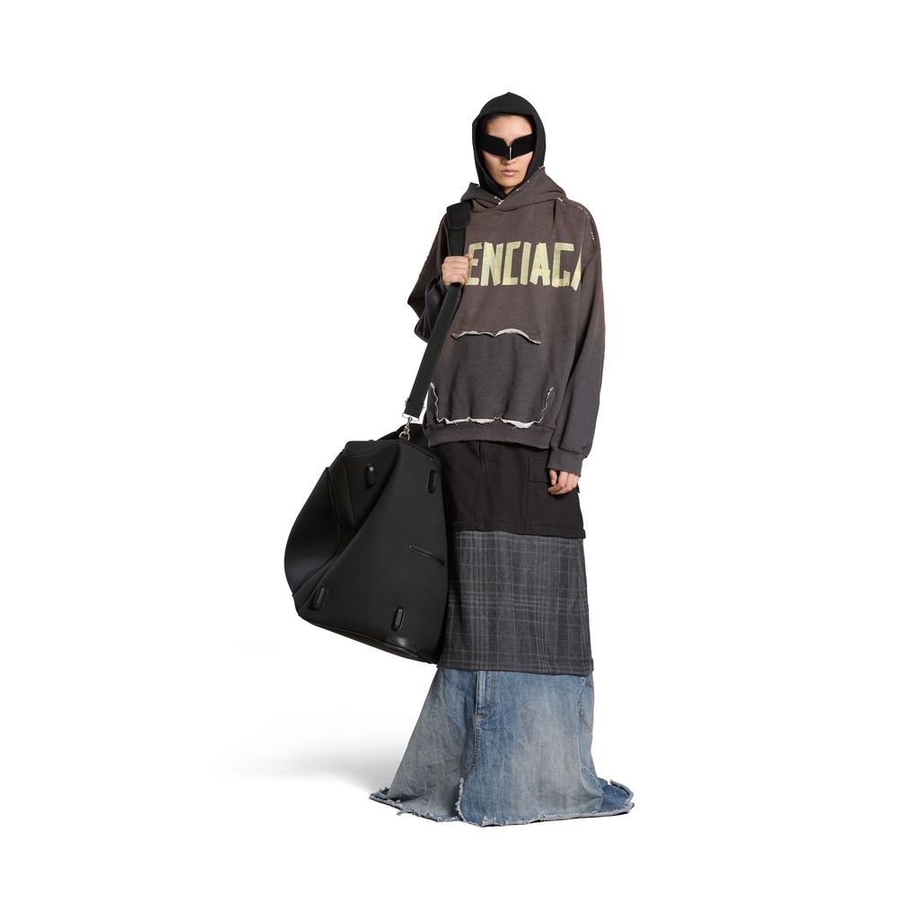 Tape Type Ripped Pocket Hoodie Large Fit