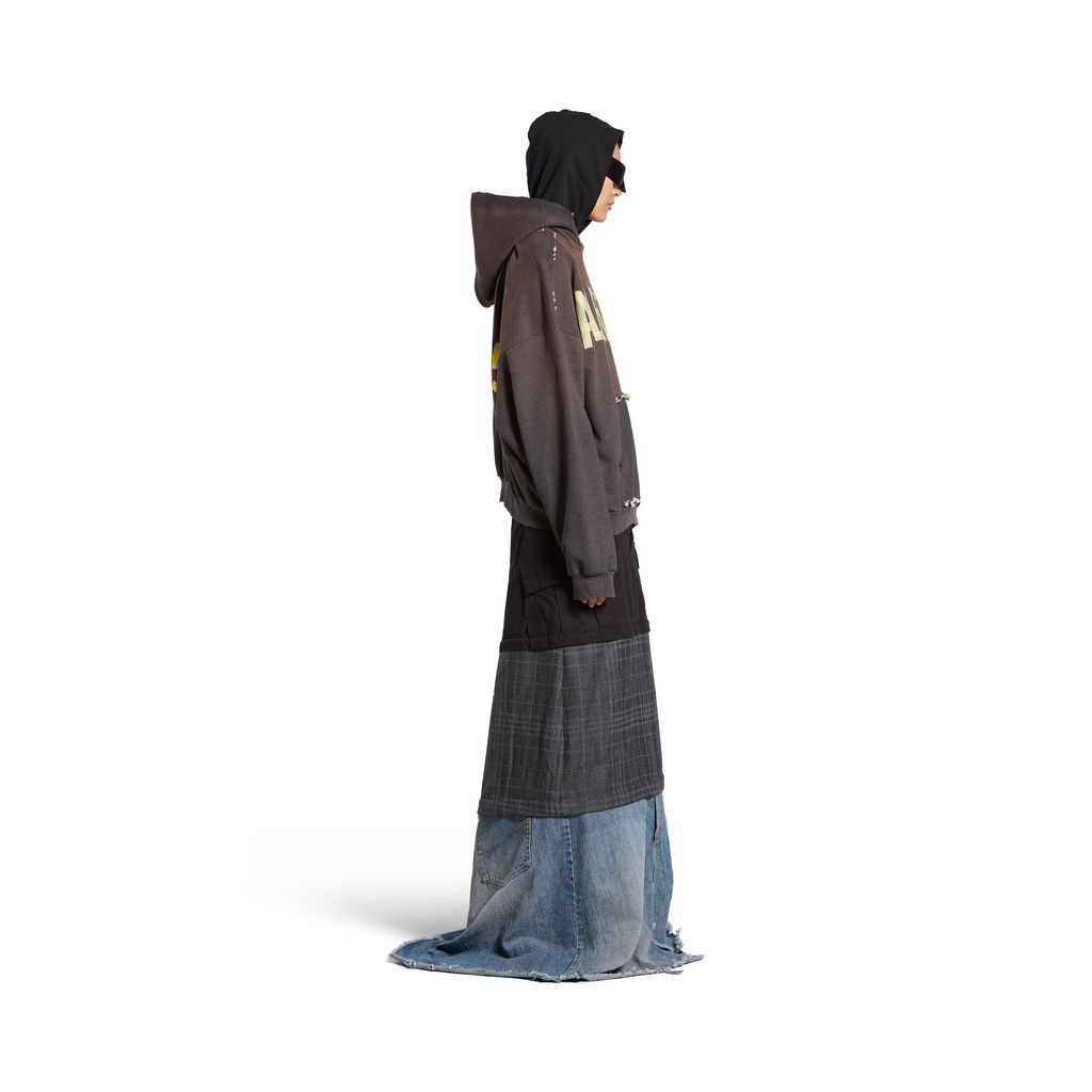 Tape Type Ripped Pocket Hoodie Large Fit