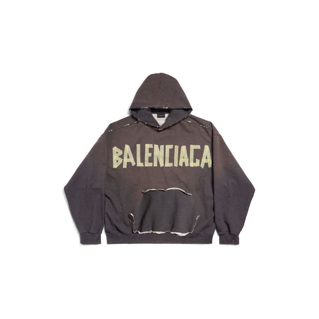 Tape Type Ripped Pocket Hoodie Large Fit