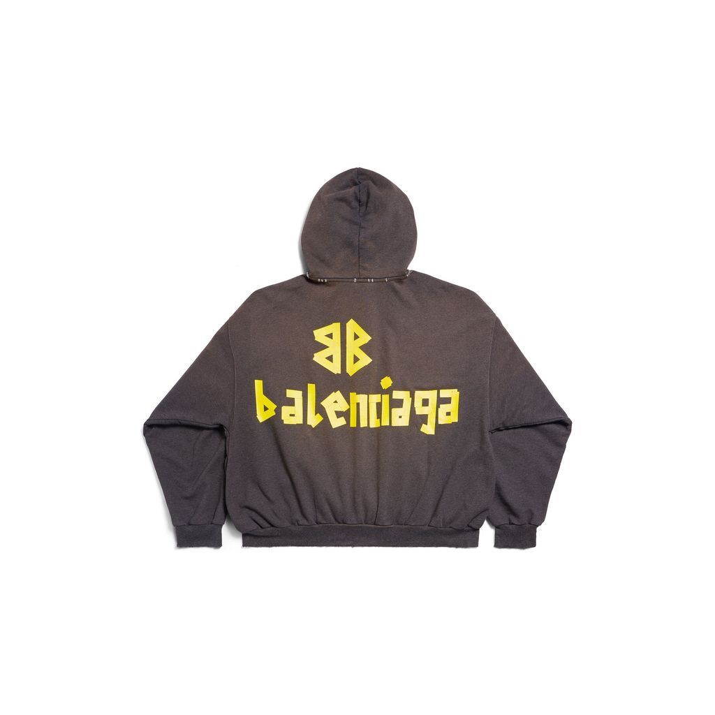 Tape Type Ripped Pocket Hoodie Large Fit