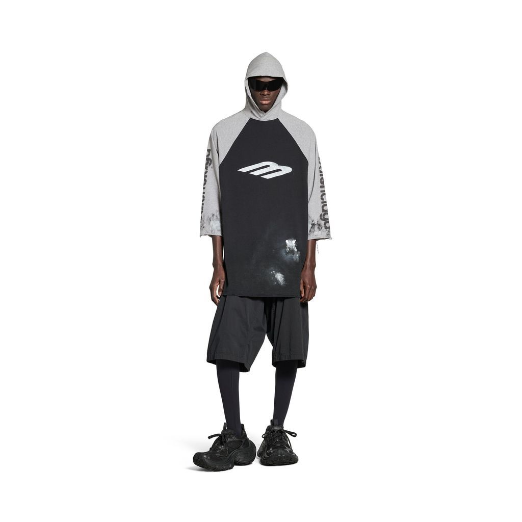 3B Stencil Hooded Raglan T-Shirt Oversized