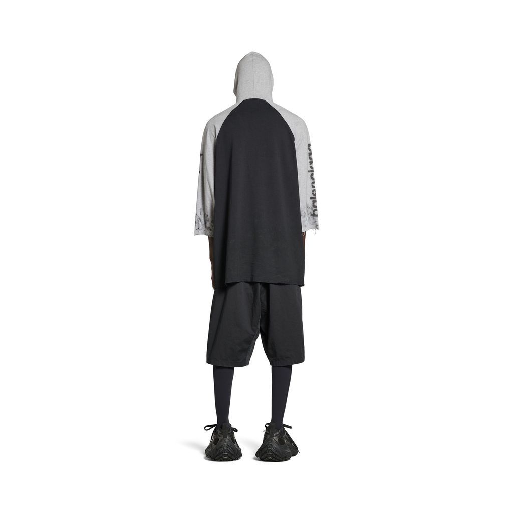 3B Stencil Hooded Raglan T-Shirt Oversized