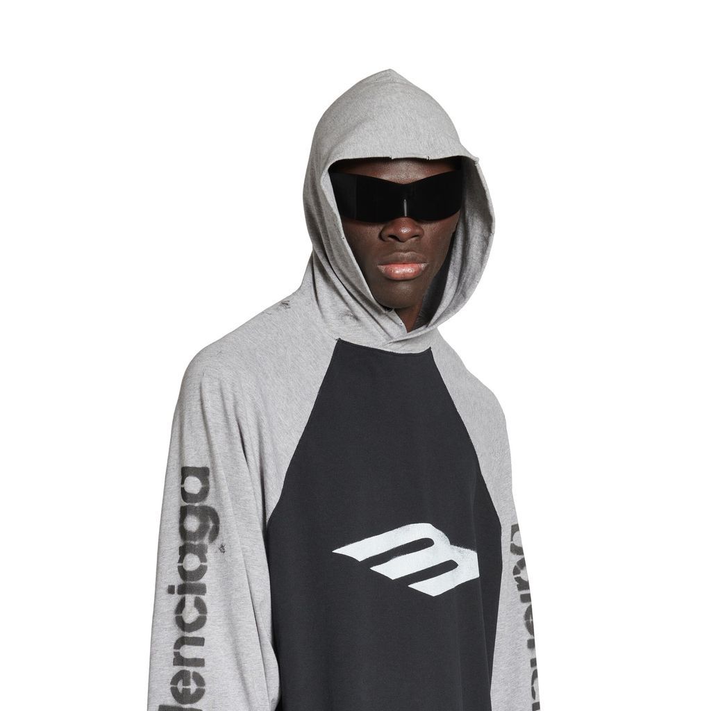 3B Stencil Hooded Raglan T-Shirt Oversized