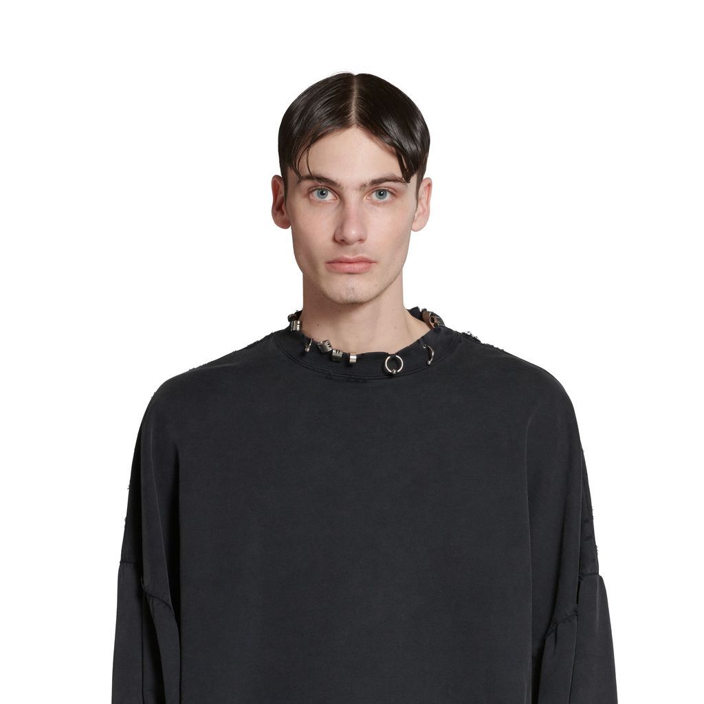 Pierced Round Sweatshirt Oversized
