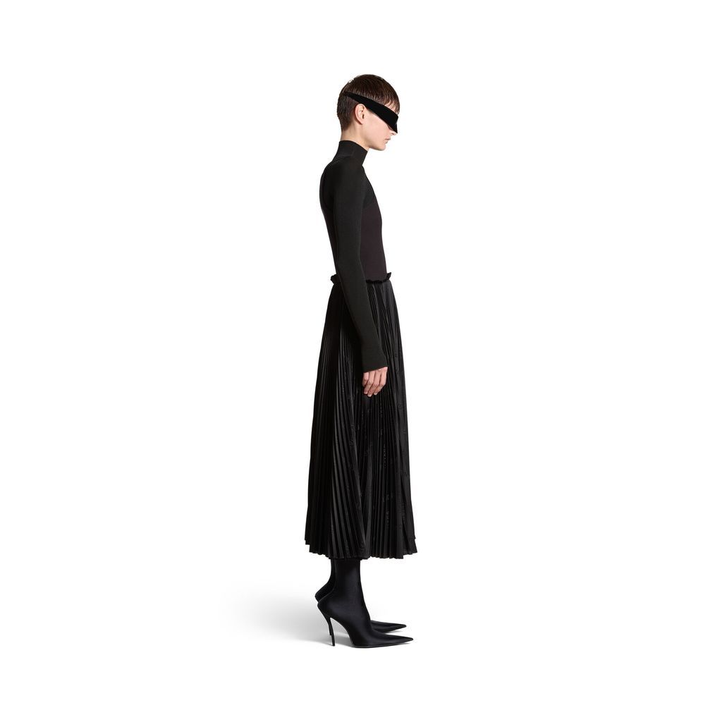 Bal Diagonal Allover Hybrid Tank Top Pleated Dress