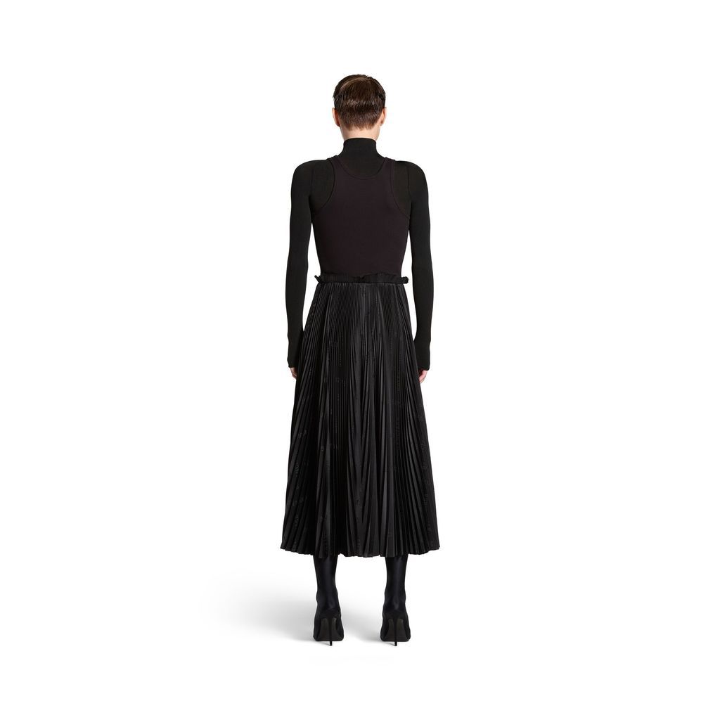 Bal Diagonal Allover Hybrid Tank Top Pleated Dress