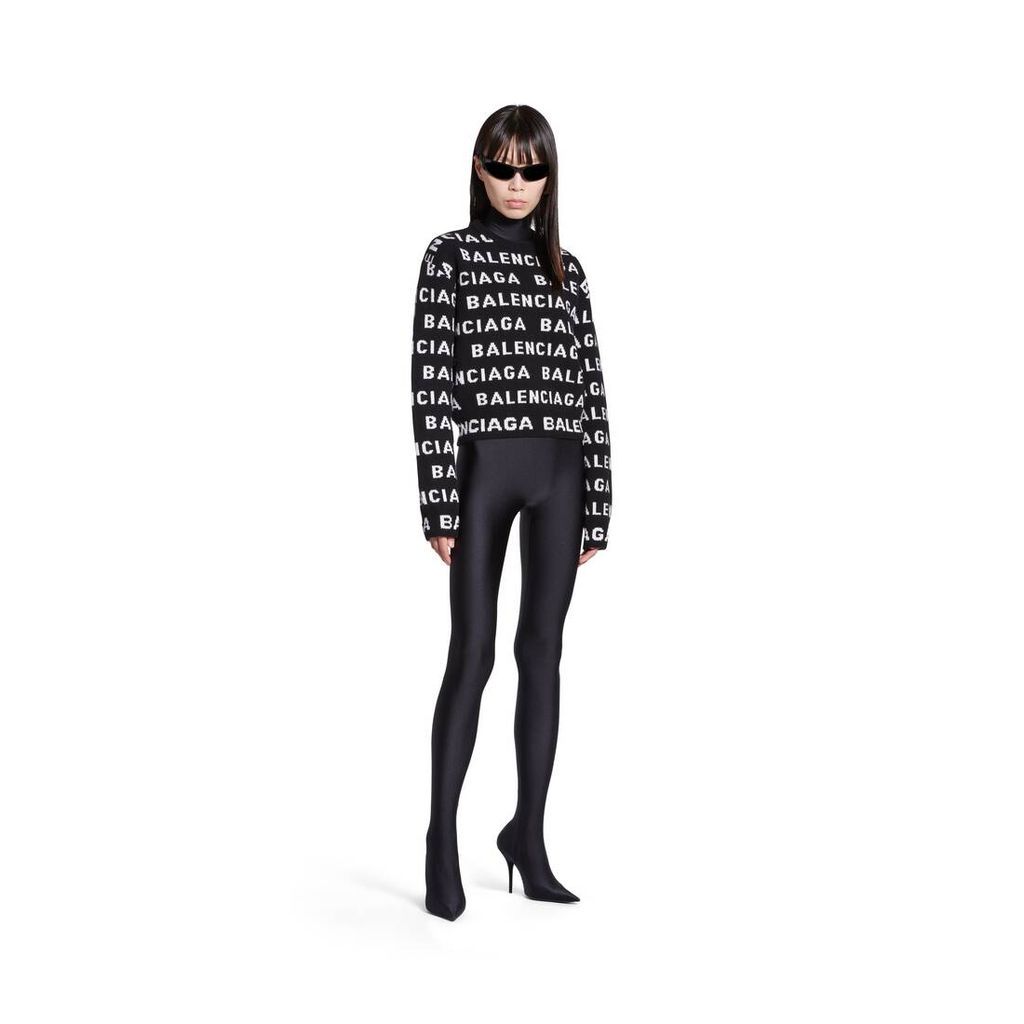 Horizontal Allover Cropped Sweater