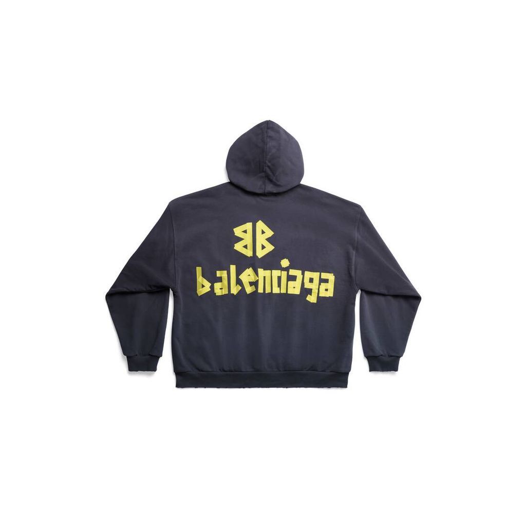 Tape Type Ripped Pocket Hoodie Large Fit